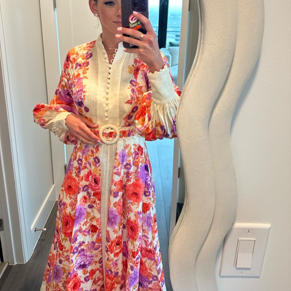 Zimmermann Floral Dress in Pink and Red